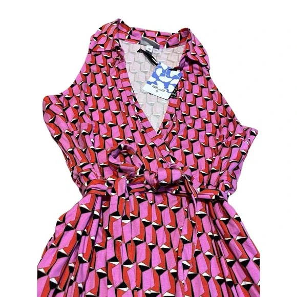 Diane von Furstenberg Target Pink Geometric Wide Leg Wrap Jumpsuit XXL NWT - Picture 6 of 8